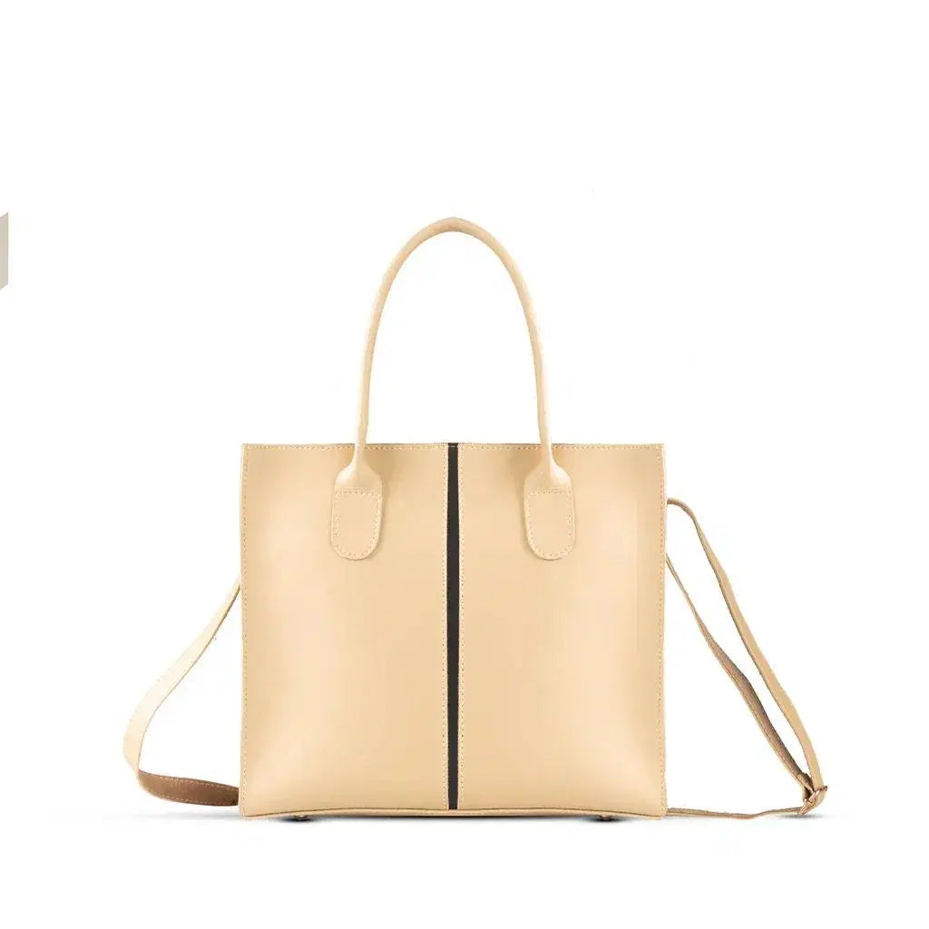 Stylish Girl's PU Leather Shoulder Bag - 1 Pc, Beige Plain Design