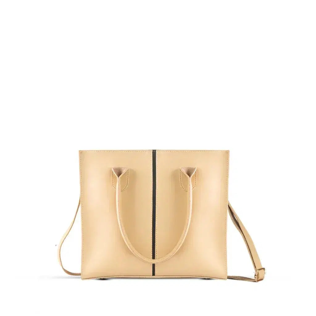 Stylish Girl's PU Leather Shoulder Bag - 1 Pc, Beige Plain Design