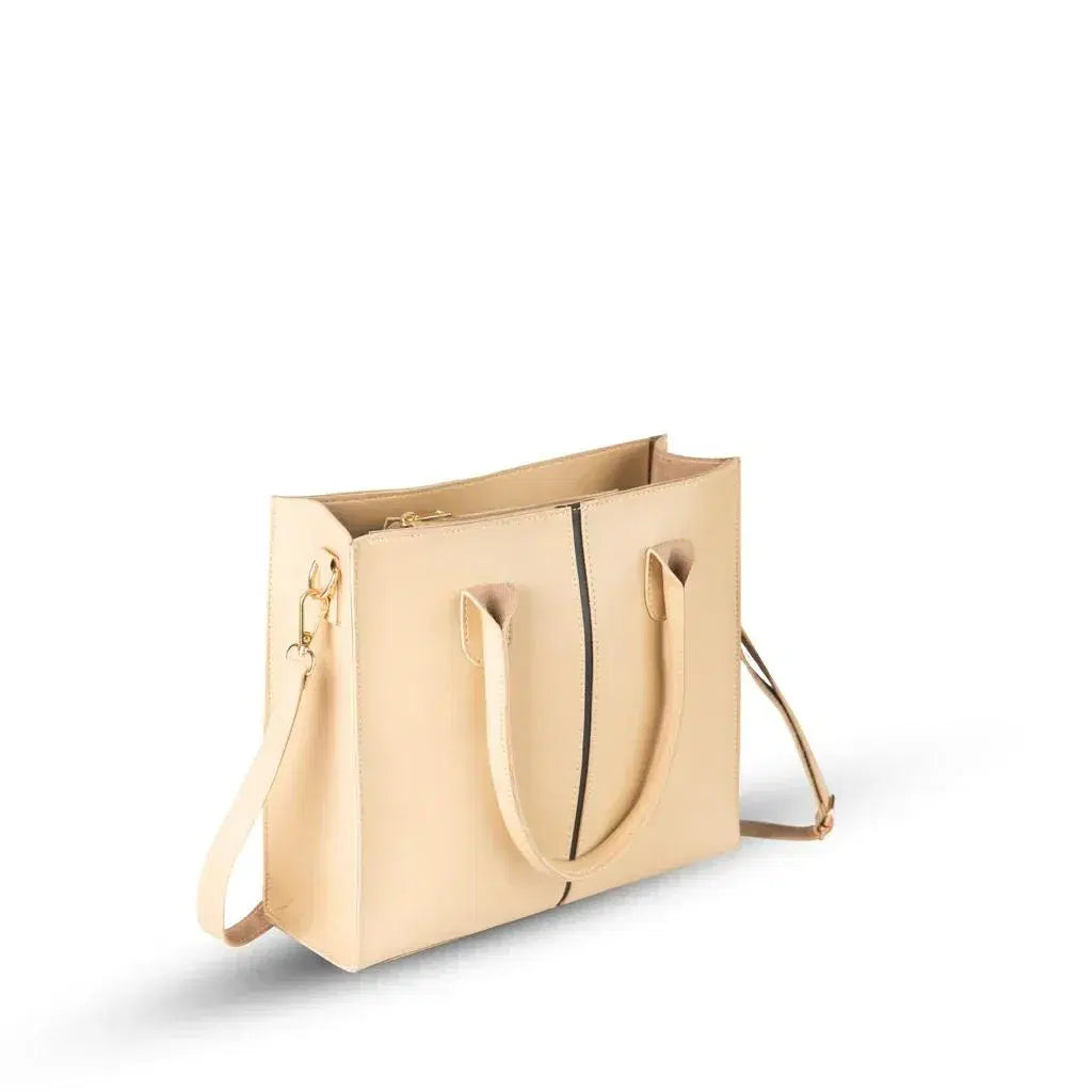 Stylish Girl's PU Leather Shoulder Bag - 1 Pc, Beige Plain Design