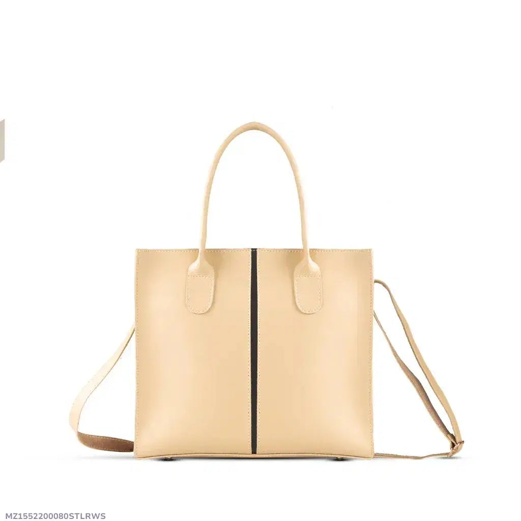 Stylish Girl's PU Leather Shoulder Bag - 1 Pc, Beige Plain Design